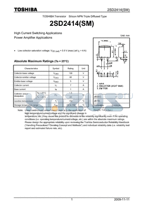 2SD2414 datasheet - High Current Switching Applications