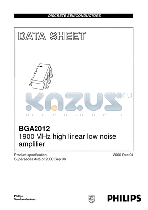 BGA2012 datasheet - 1900 MHz high linear low noise amplifier