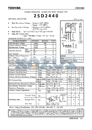 2SD2440 datasheet - NPN TRIPLE DIFFUSED TYPE (SWITHCING APPLICATIONS)