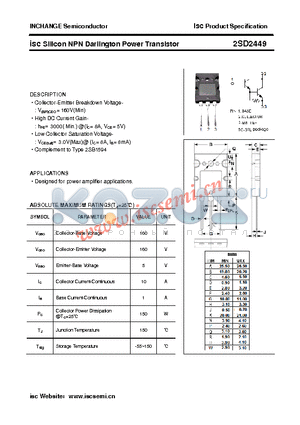 2SD2449 datasheet - isc Silicon NPN Darlington Power Transistor
