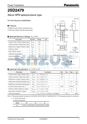 2SD2479 datasheet - Silicon NPN epitaxial planar type