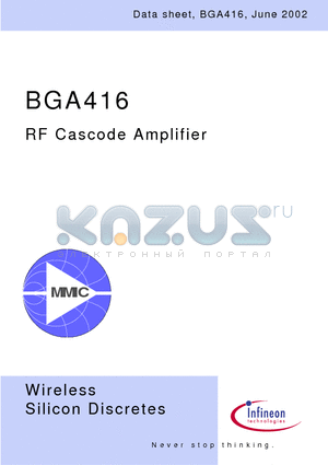 BGA416 datasheet - RF Cascode Amplifier