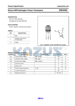 2SD2493 datasheet - Silicon NPN Darlington Power Transistors