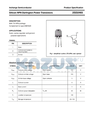 2SD2493 datasheet - Silicon NPN Darlington Power Transistors