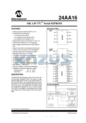 21054E datasheet - 16K 1.8V I2C SERIAL EEPROM