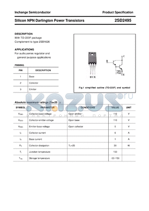 2SD2495 datasheet - Silicon NPN Darlington Power Transistors