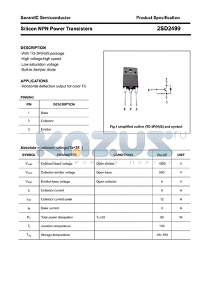 2SD2499 datasheet - Silicon NPN Power Transistors