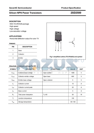 2SD2500 datasheet - Silicon NPN Power Transistors