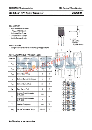 2SD2524 datasheet - isc Silicon NPN Power Transistor