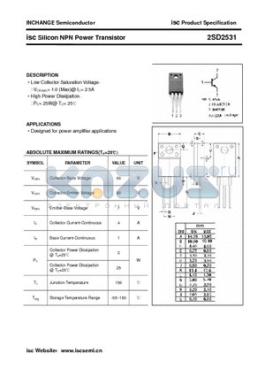 2SD2531 datasheet - isc Silicon NPN Power Transistor