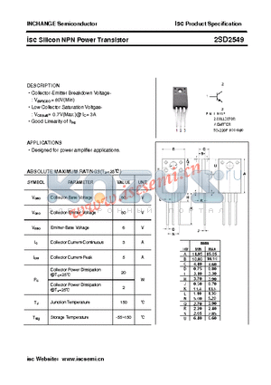 2SD2549 datasheet - Silicon NPN Power Transistor