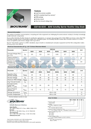 CD214A-B20 datasheet - Schottky Barrier Rectifier Chip Diode