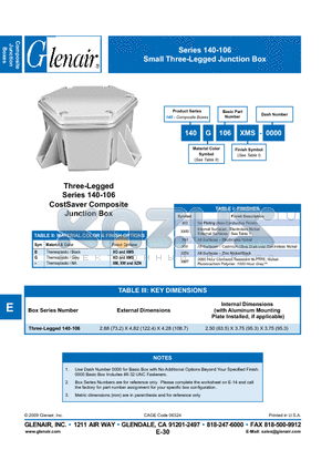 140-106XW-0000 datasheet - Small Three-Legged Junction Box