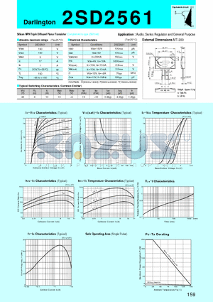 2SD2561 datasheet - Silicon NPN Triple Diffused Planar Transistor(Audio, Series Regulator and General Purpose)