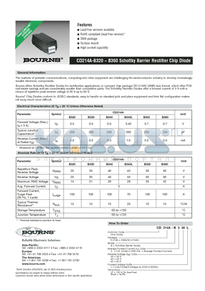 CD214A-B320 datasheet - Schottky Barrier Rectifier Chip Diode