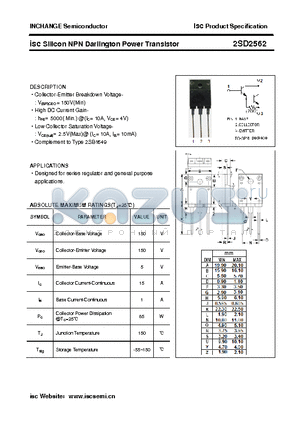 2SD2562 datasheet - isc Silicon NPN Darlington Power Transistor