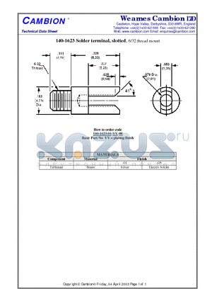 140-1623 datasheet - Solder terminal, slotted