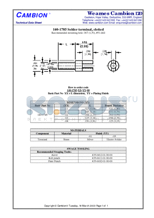 140-1785 datasheet - Solder terminal, slotted