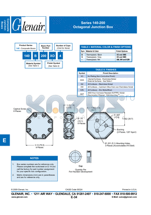 140-200XMS-0000 datasheet - Octagonal Junction Box