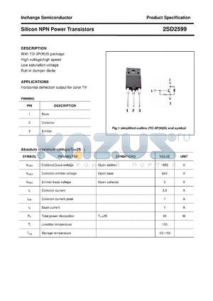 2SD2599 datasheet - Silicon NPN Power Transistors