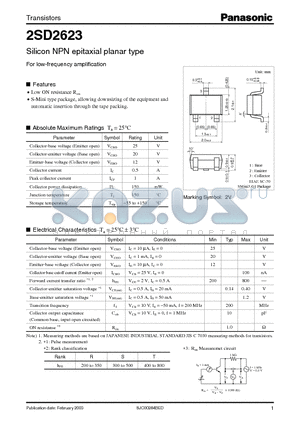 2SD2623 datasheet - For low-frequency amplification