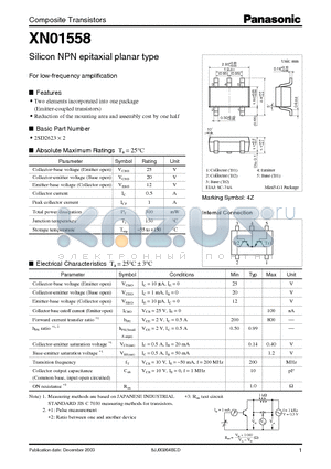2SD2623X2 datasheet - Silicon NPN epitaxial planar type For low-frequency amplification