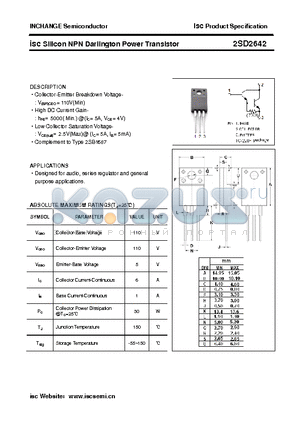 2SD2642 datasheet - isc Silicon NPN Darlington Power Transistor
