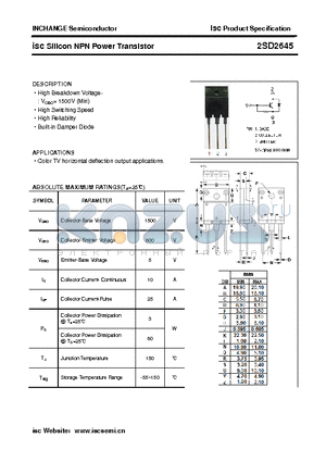 2SD2645 datasheet - isc Silicon NPN Power Transistor