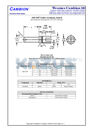 140-2187 datasheet - Solder terminal, slotted