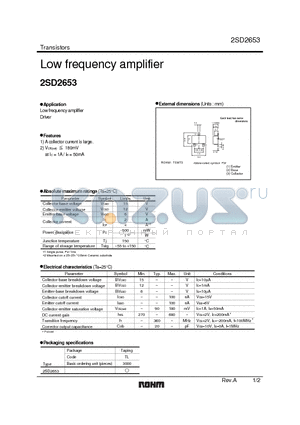 2SD2653 datasheet - Low frequency amplifier