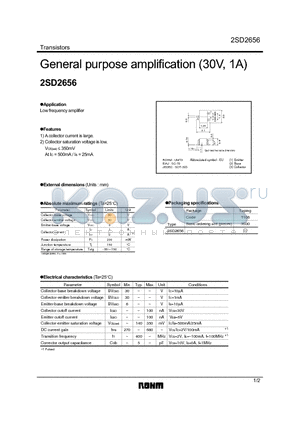 2SD2656 datasheet - General purpose amplification (30V, 1A)