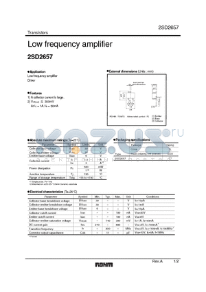 2SD2657 datasheet - Low frequency amplifier