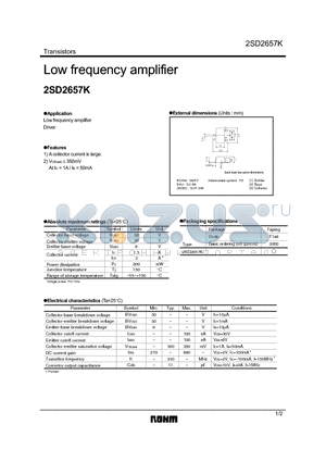 2SD2657K datasheet - Low frequency amplifier