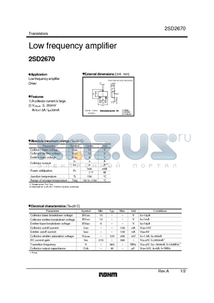 2SD2670 datasheet - Low frequency amplifier