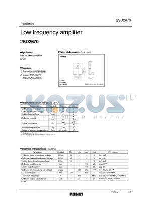 2SD2670_1 datasheet - Low frequency amplifier