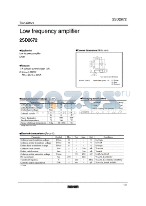 2SD2672 datasheet - Low frequency amplifier