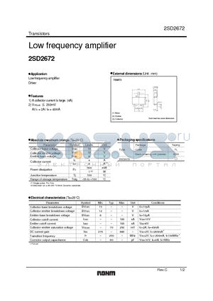 2SD2672 datasheet - Low frequency amplifier