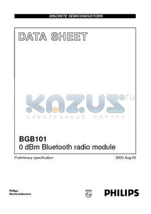 BGB101 datasheet - 0 dBm Bluetooth radio module