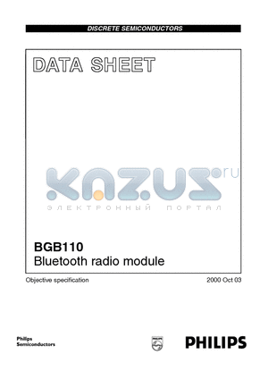 BGB110 datasheet - Bluetooth radio module