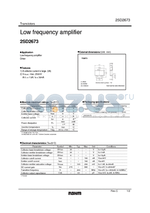 2SD2673 datasheet - Low frequency amplifier