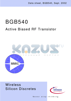BGB540 datasheet - Active Biased RF Transistor