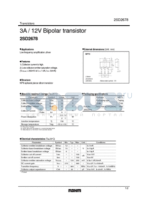 2SD2678 datasheet - 3A / 12V Bipolar transistor