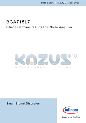 BGA715L7 datasheet - Silicon Germanium GPS Low Noise Amplifier