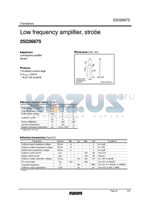 2SD2687S datasheet - Low frequency amplifier, strobe