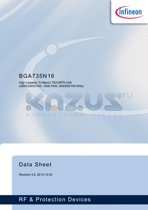 BGA735N16 datasheet - High Linearity Tri-Band LTE/UMTS LNA (2600/2300/2100, 1900/1800, 900/800/700 MHz)