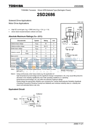 2SD2686 datasheet - Solenoid Drive Applications Motor Drive Applications