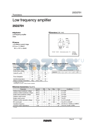 2SD2701_1 datasheet - Low frequency amplifier