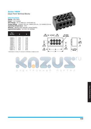 14004-6 datasheet - Dead Front Terminal Blocks