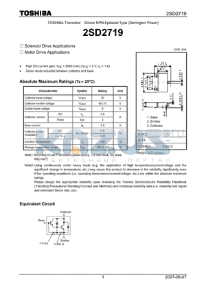 2SD2719 datasheet - Solenoid Drive Applications Motor Drive Applications