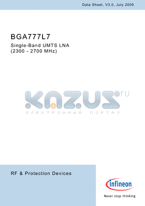 BGA777L7 datasheet - Single-Band UMTS LNA (2300 - 2700 MHz)